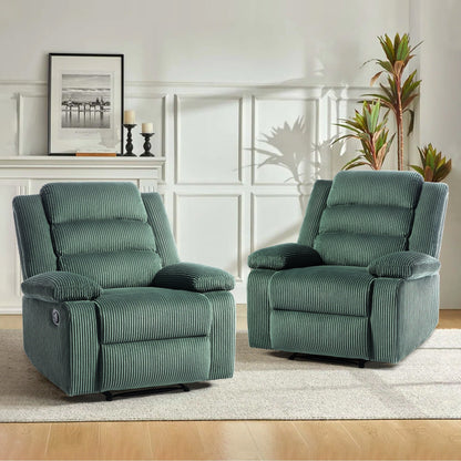 Poltrona reclinabile manuale imbottita in velluto a coste di cotone con braccioli larghi