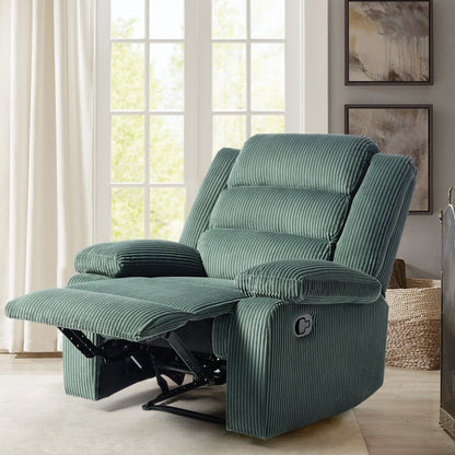 Poltrona reclinabile manuale imbottita in velluto a coste di cotone con braccioli larghi