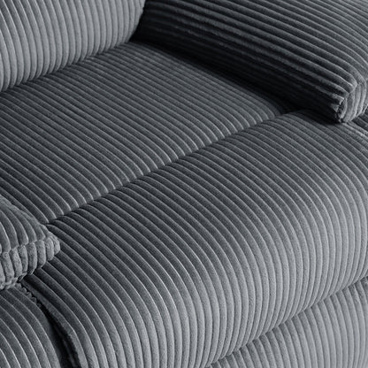 Poltrona reclinabile manuale imbottita in velluto a coste di cotone con braccioli larghi