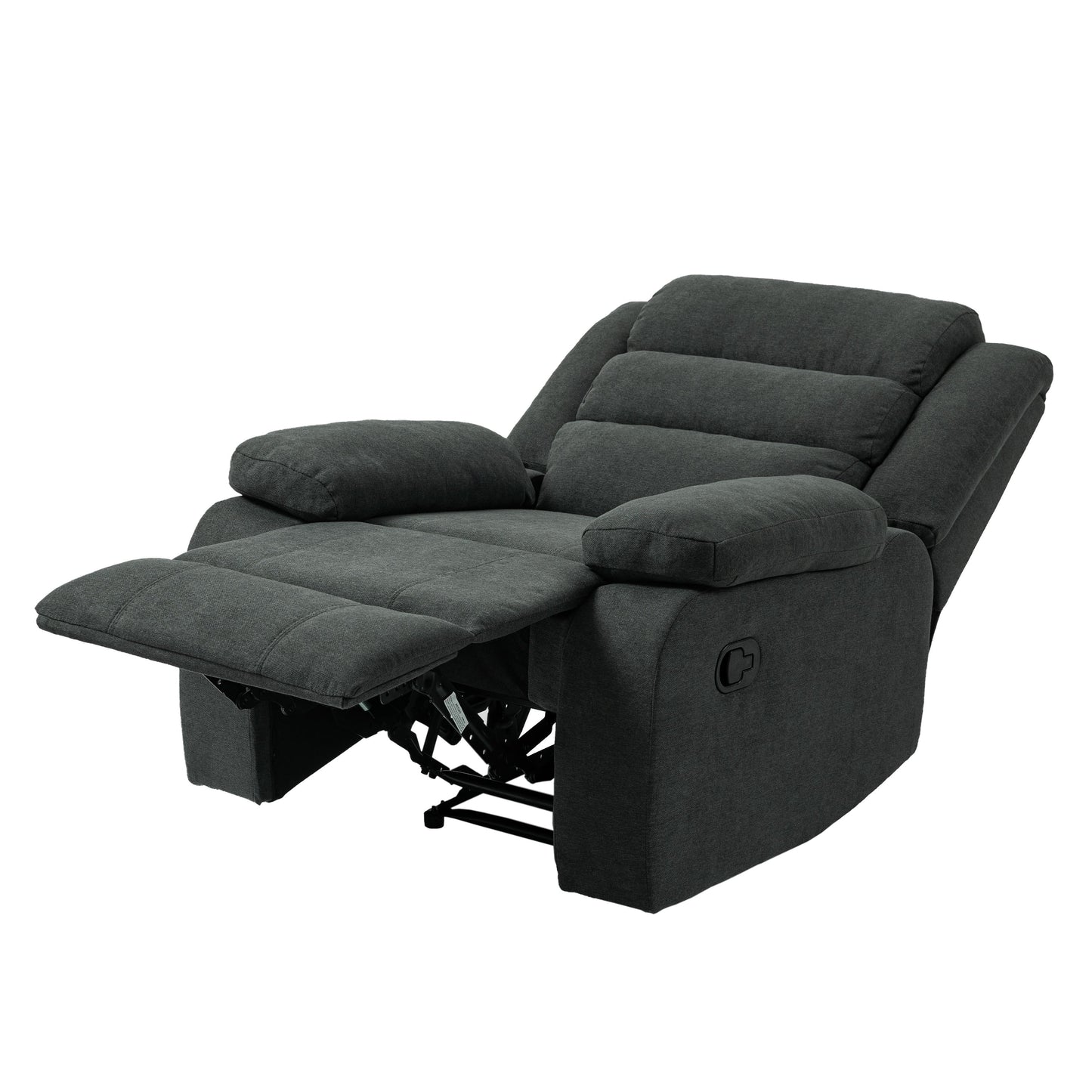 Poltrona reclinabile manuale imbottita in velluto a coste di cotone con braccioli larghi