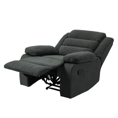 Poltrona reclinabile manuale imbottita in velluto a coste di cotone con braccioli larghi