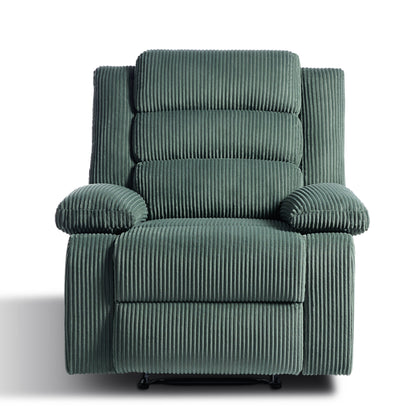 Poltrona reclinabile manuale imbottita in velluto a coste di cotone con braccioli larghi