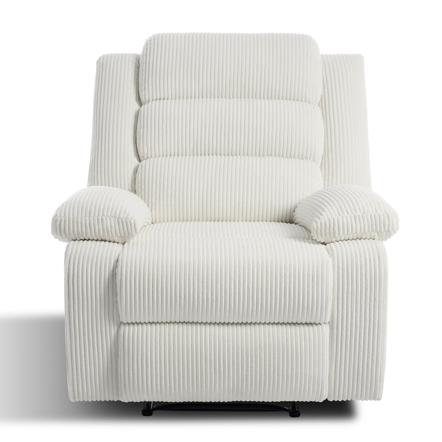 Poltrona reclinabile manuale imbottita in velluto a coste di cotone con braccioli larghi