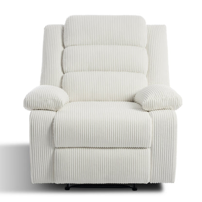 Poltrona reclinabile manuale imbottita in velluto a coste di cotone con braccioli larghi