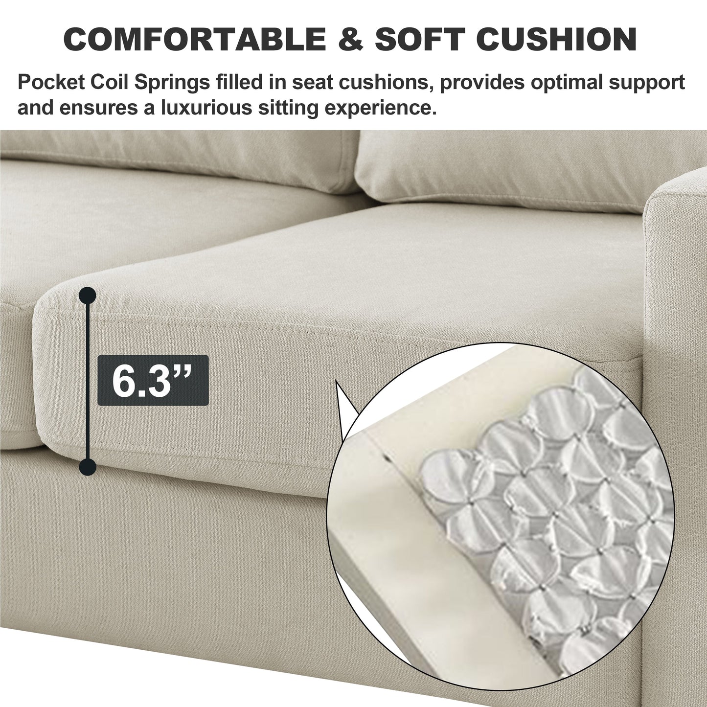 Divano componibile imbottito con pouf