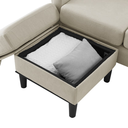 Divano componibile imbottito con pouf