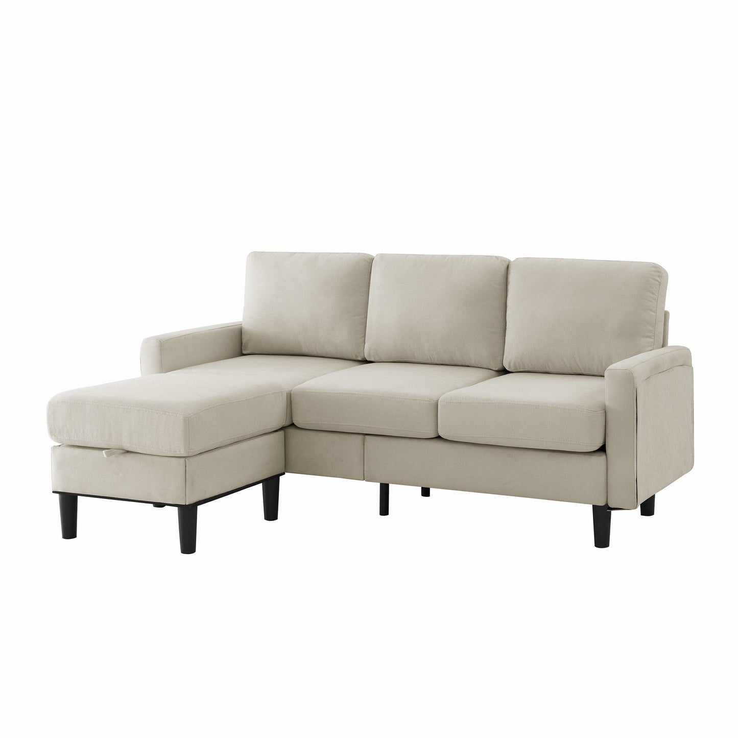 Divano componibile imbottito con pouf