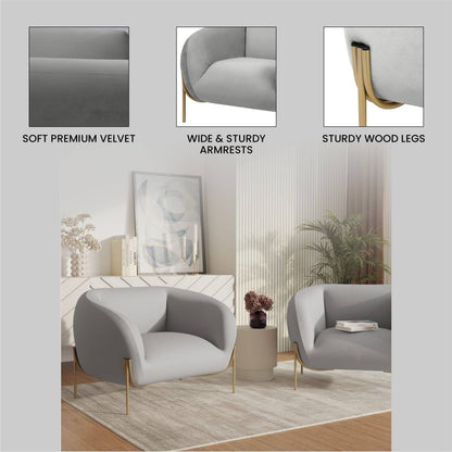 Divano monoposto imbottito in velluto Zuno di LeisureMod - Comoda poltrona decorativa per ufficio, soggiorno e camera da letto