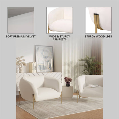 Divano monoposto imbottito in velluto Zuno di LeisureMod - Comoda poltrona decorativa per ufficio, soggiorno e camera da letto