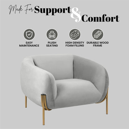 Divano monoposto imbottito in velluto Zuno di LeisureMod - Comoda poltrona decorativa per ufficio, soggiorno e camera da letto