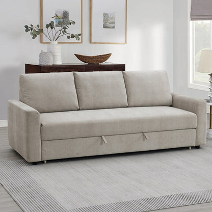 Divano imbottito con letto estraibile in beige