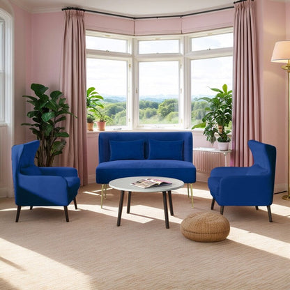 Divano a due posti imbottito in velluto trapuntato con cuscino spesso in metallo