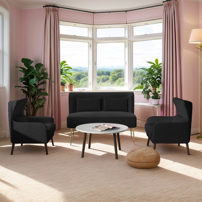 Divano a due posti imbottito in velluto trapuntato con cuscino spesso in metallo