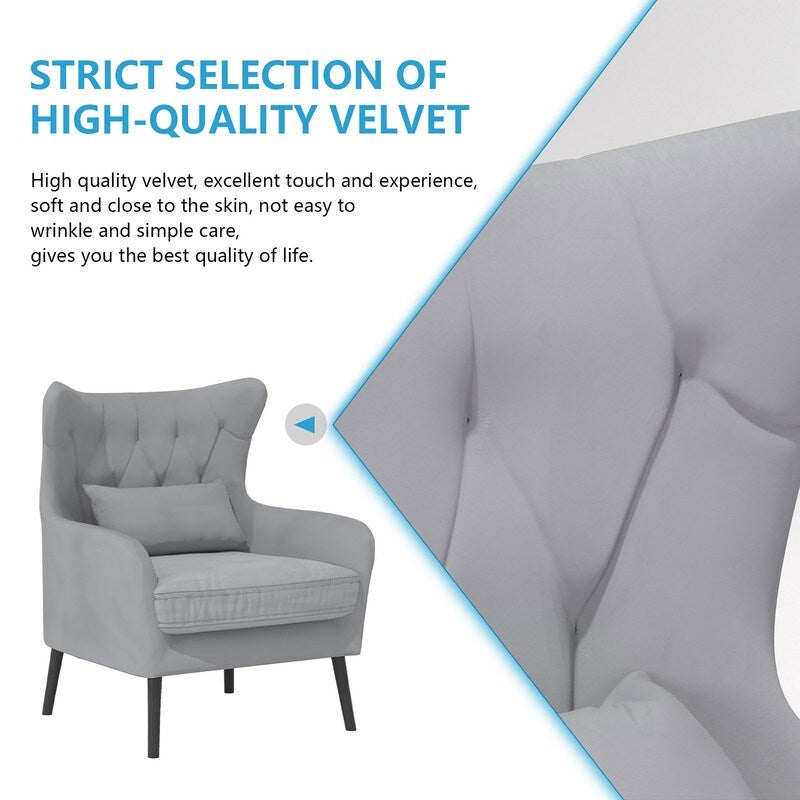 Divano a due posti imbottito in velluto trapuntato con cuscino spesso in metallo