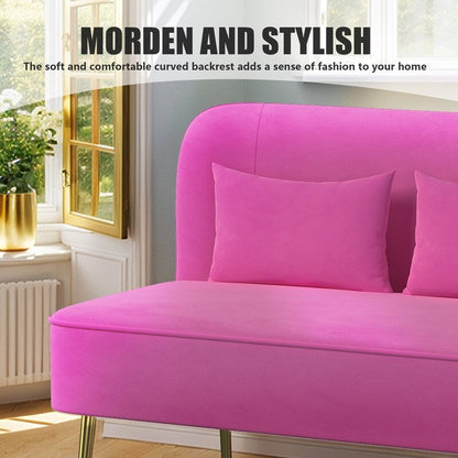 Divano a due posti imbottito in velluto trapuntato con cuscino spesso in metallo