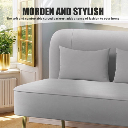 Divano a due posti imbottito in velluto trapuntato con cuscino spesso in metallo