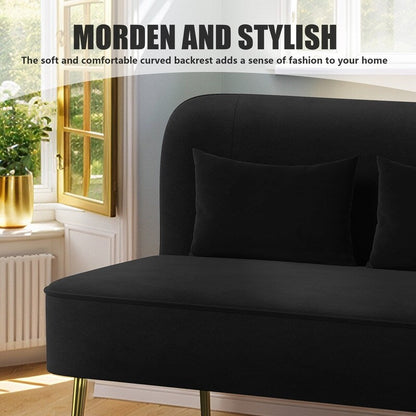 Divano a due posti imbottito in velluto trapuntato con cuscino spesso in metallo