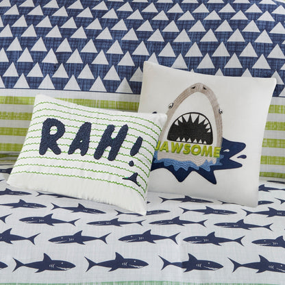 Set copripiumino in cotone verde/blu navy Aaron Shark di Urban Habitat Kids