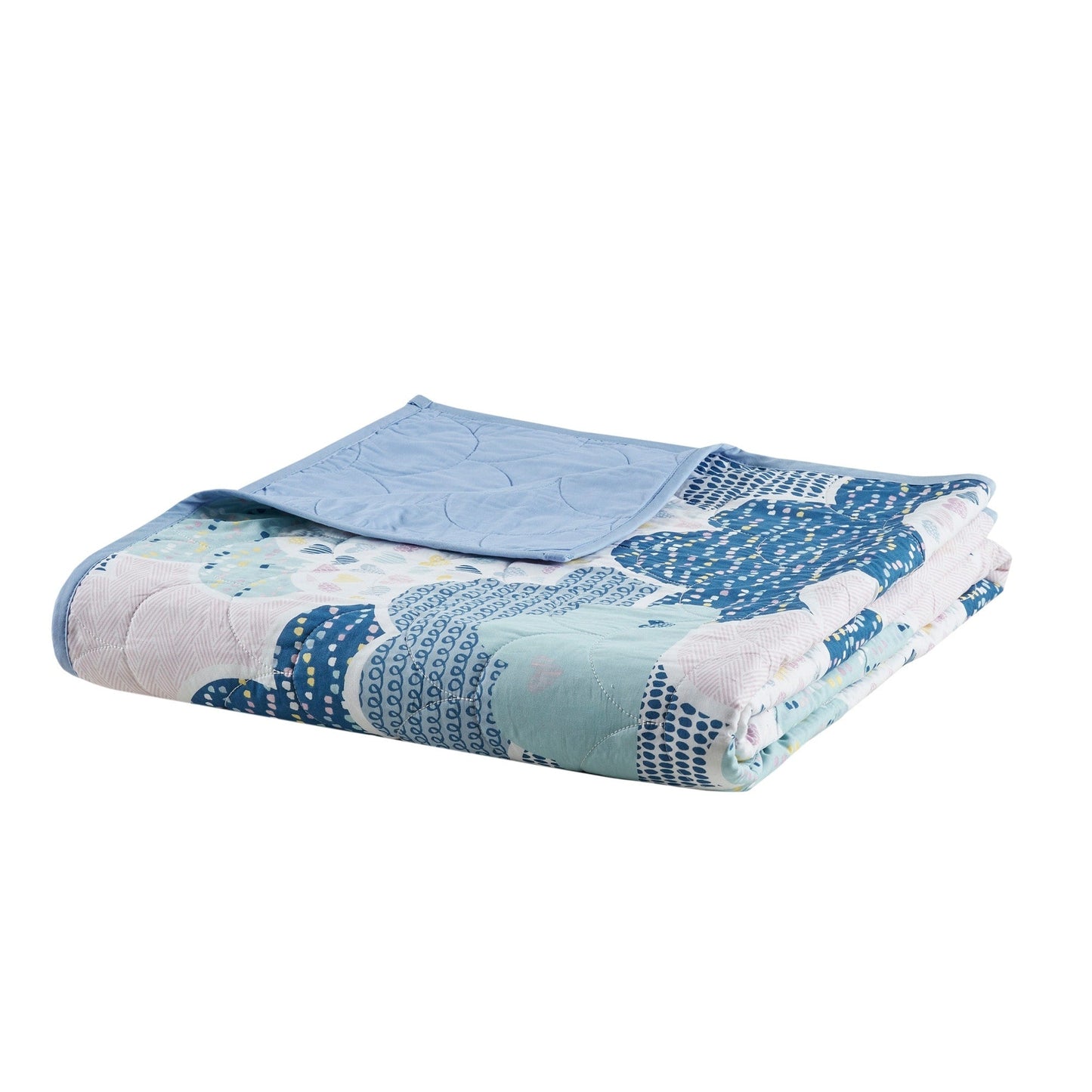 Set trapunta reversibile in cotone blu KidsBliss di Intelligent Design con cuscini decorativi