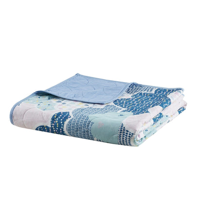 Set trapunta reversibile in cotone blu KidsBliss di Intelligent Design con cuscini decorativi