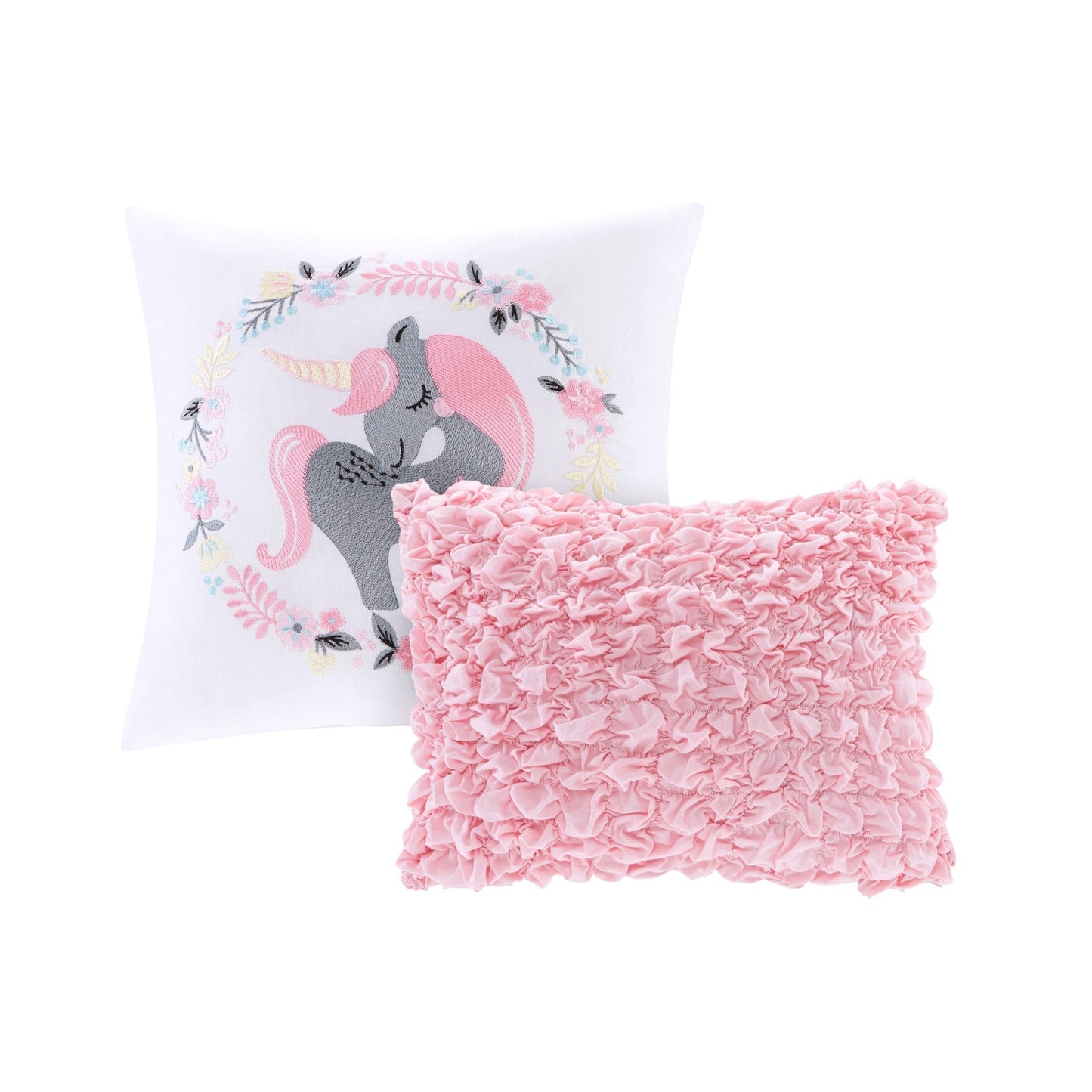 Set di piumoni stampati in cotone rosa Intelligent Design Kids Bliss da 5 pezzi