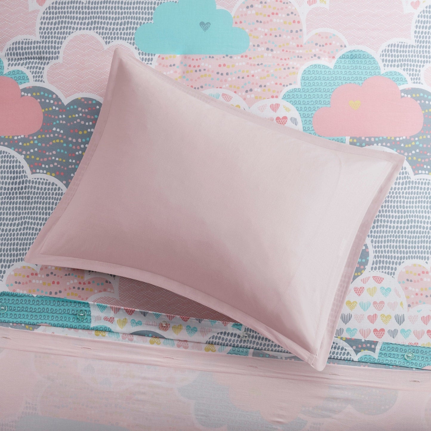 Set copripiumino 5 pezzi stampato in cotone rosa "Bliss" di Intelligent Design Kids