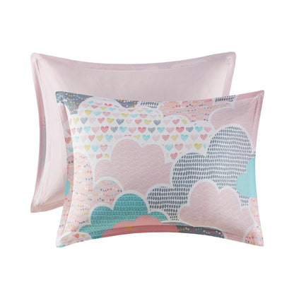 Set copripiumino 5 pezzi stampato in cotone rosa "Bliss" di Intelligent Design Kids