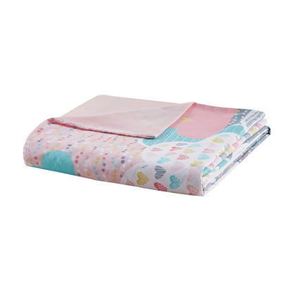 Set copripiumino 5 pezzi stampato in cotone rosa "Bliss" di Intelligent Design Kids