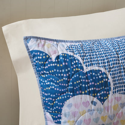 Set trapunta reversibile in cotone blu KidsBliss di Intelligent Design con cuscini decorativi