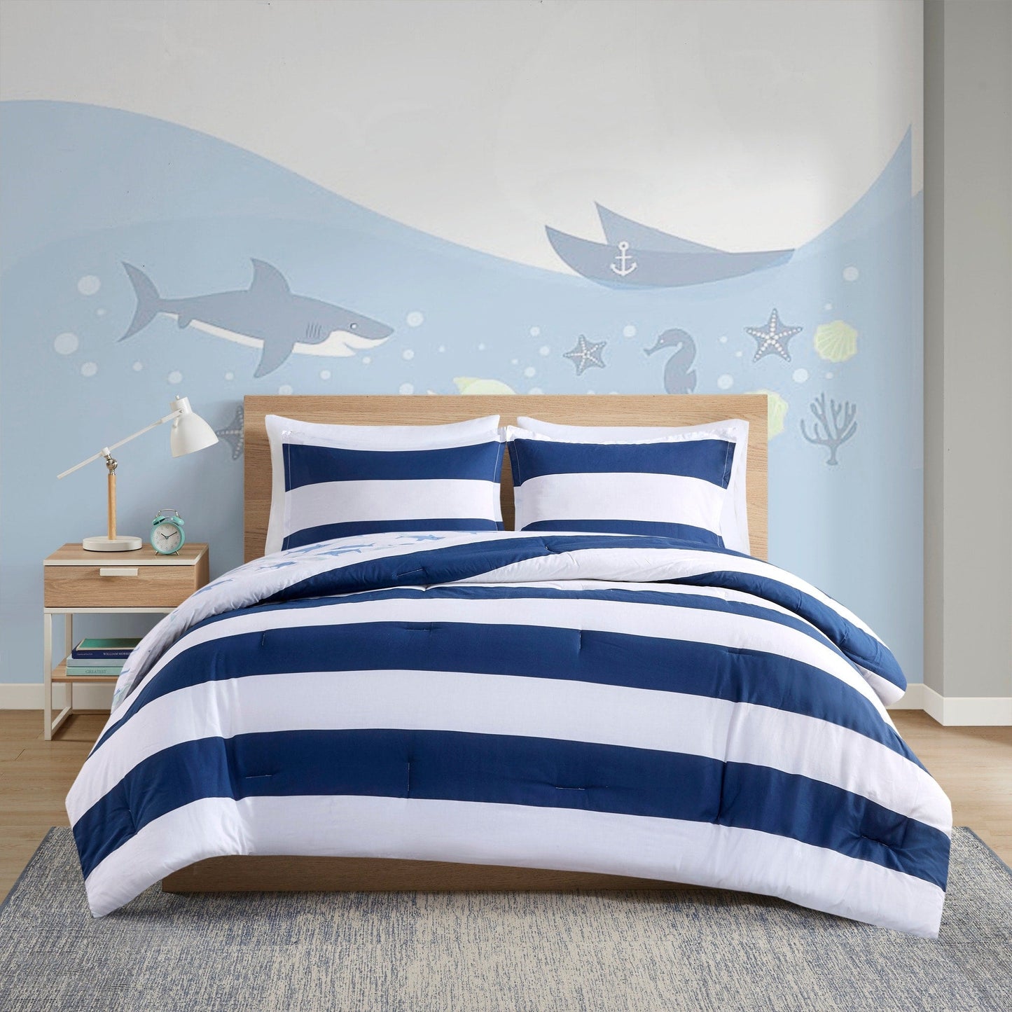 Set copripiumino reversibile a righe Dakota Cotton Cabana di Intelligent Design Kids