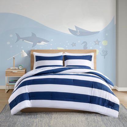 Set copripiumino reversibile a righe Dakota Cotton Cabana di Intelligent Design Kids