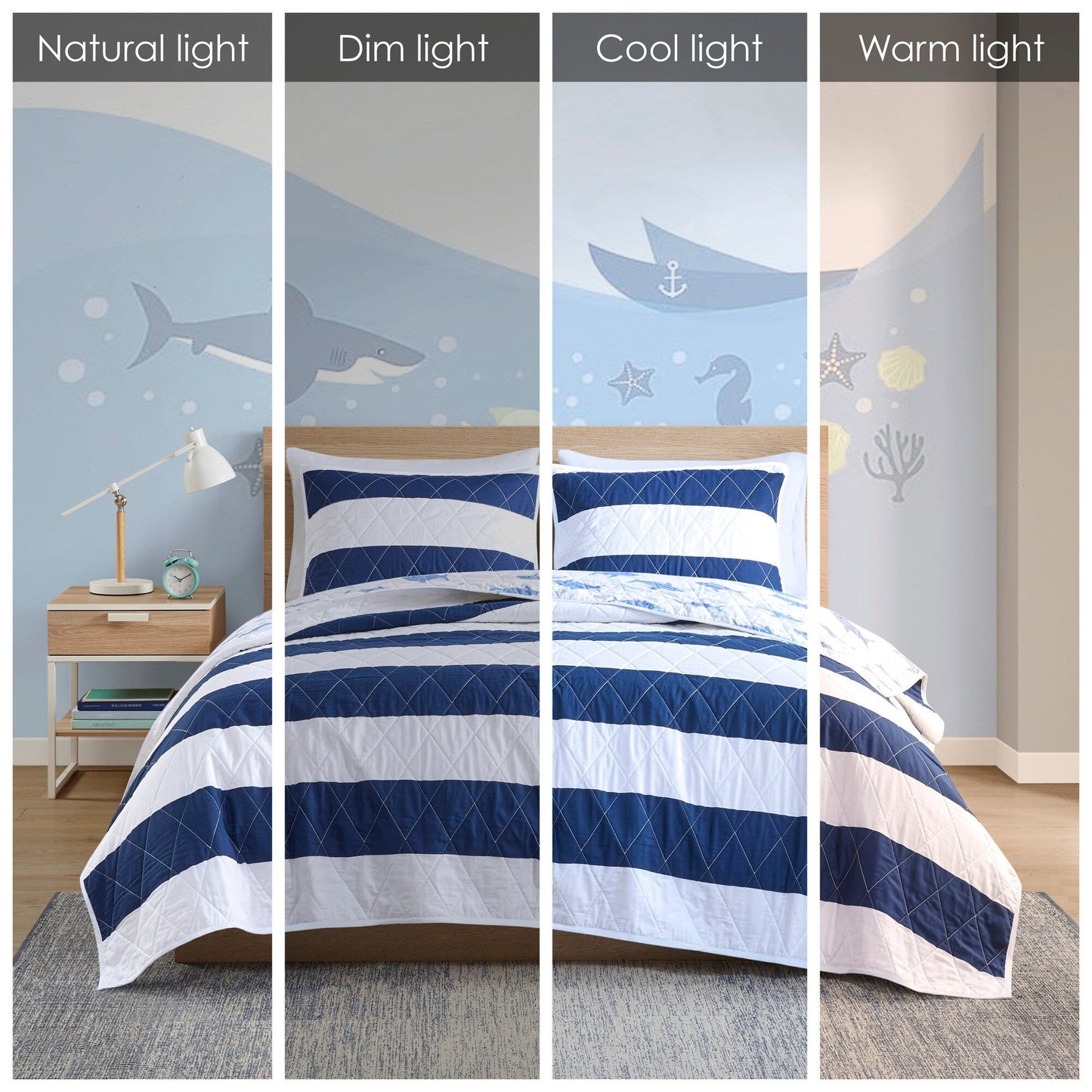 Set trapunta reversibile a righe Dakota Cotton Cabana di Urban Habitat Kids