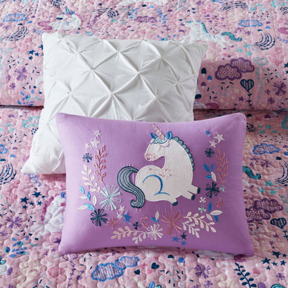 Set trapunta reversibile in cotone con cuscini Ella Unicorn di Intelligent Design Kids