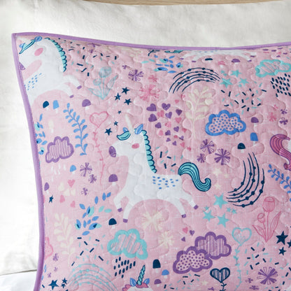 Set trapunta reversibile in cotone con cuscini Ella Unicorn di Intelligent Design Kids