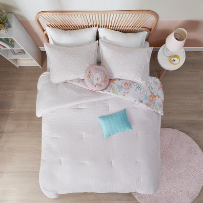 Set copripiumino reversibile in cotone con animali del bosco Kinsley Blush di Intelligent Design Kids