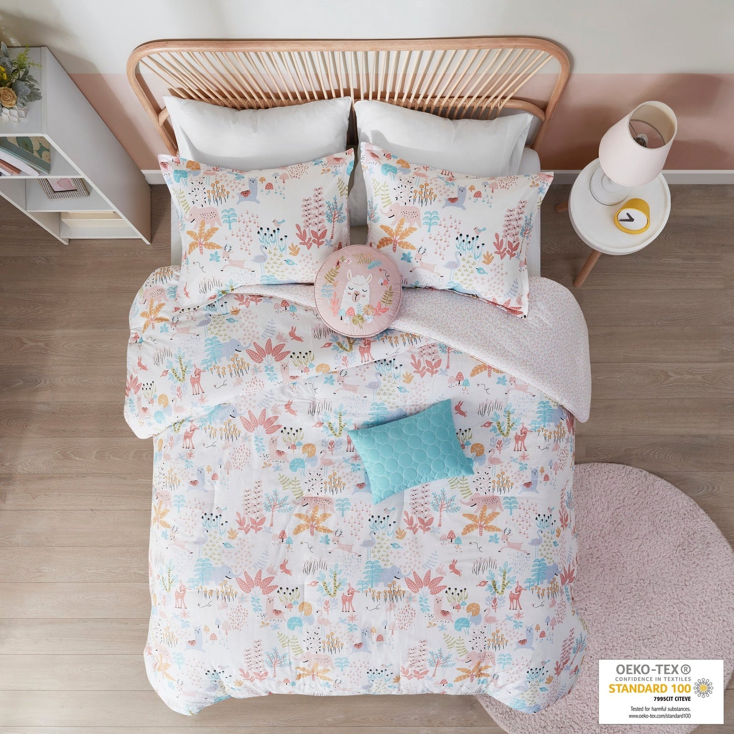 Set copripiumino reversibile in cotone con animali del bosco Kinsley Blush di Intelligent Design Kids