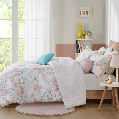 Set copripiumino reversibile in cotone con animali del bosco Kinsley Blush di Intelligent Design Kids