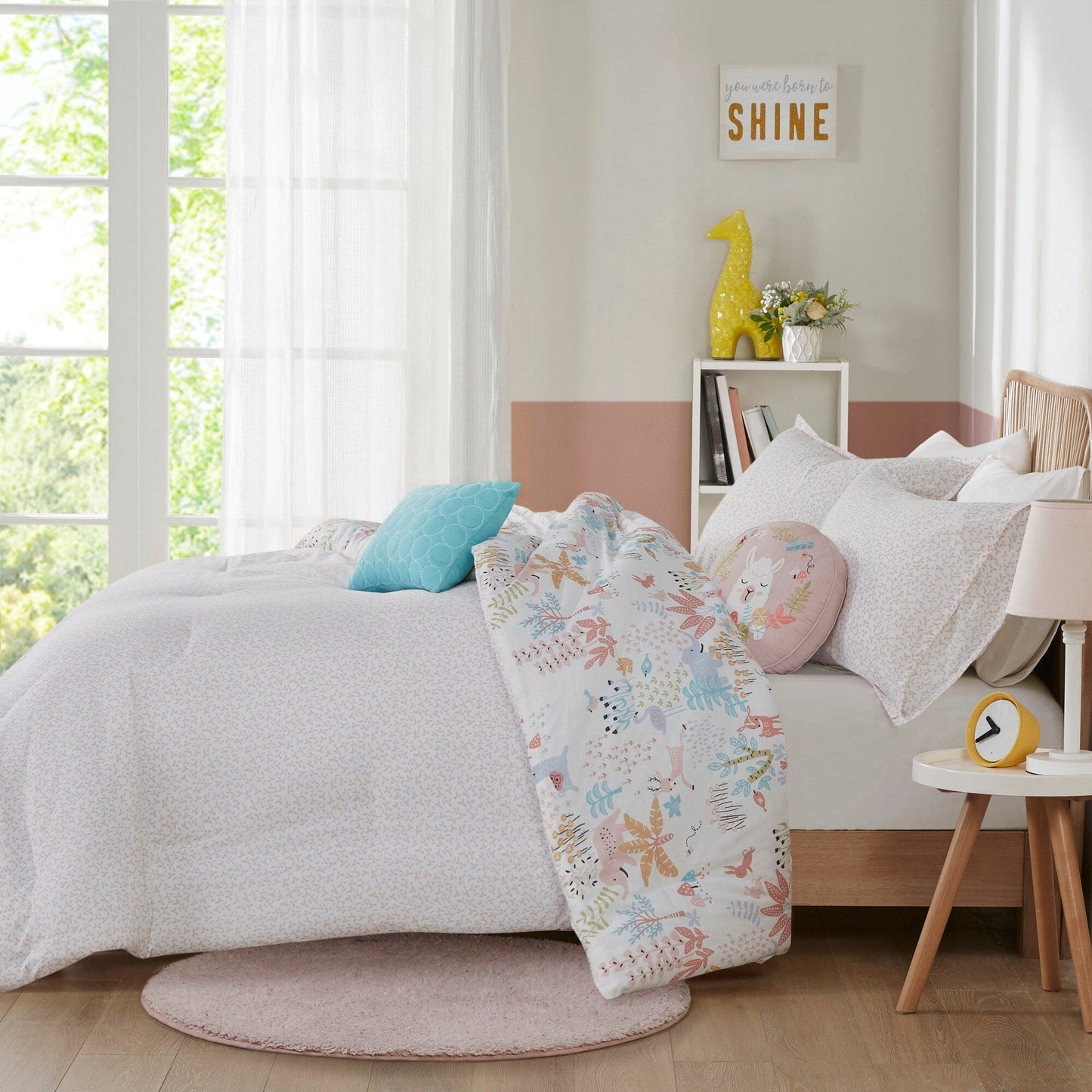 Set copripiumino reversibile in cotone con animali del bosco Kinsley Blush di Intelligent Design Kids