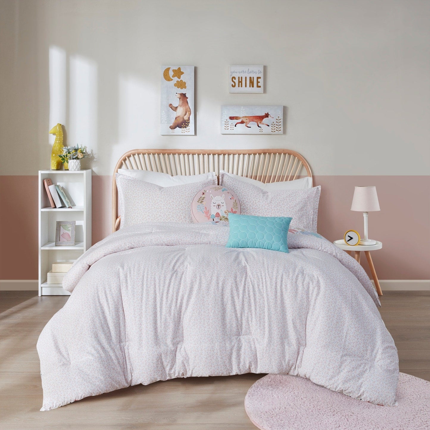 Set copripiumino reversibile in cotone con animali del bosco Kinsley Blush di Intelligent Design Kids