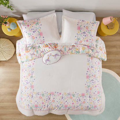 Set copripiumino reversibile in cotone con motivo floreale Thea Kids di Intelligent Design con cuscino