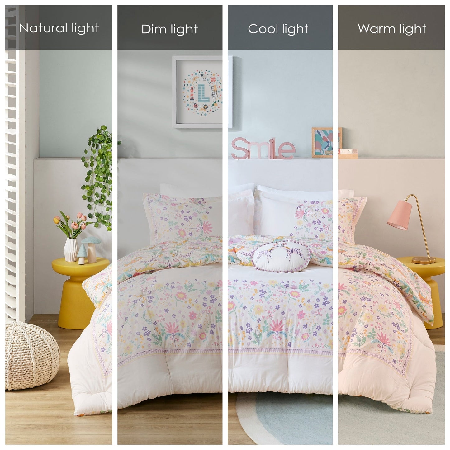 Set copripiumino reversibile in cotone con motivo floreale Thea Kids di Intelligent Design con cuscino