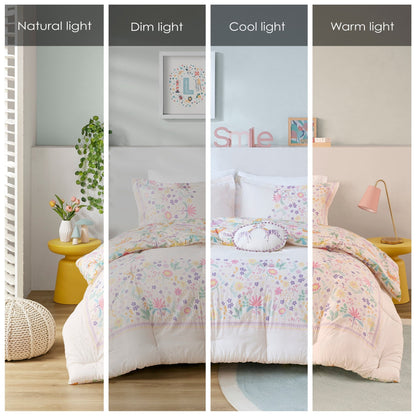 Set copripiumino reversibile in cotone con motivo floreale Thea Kids di Intelligent Design con cuscino