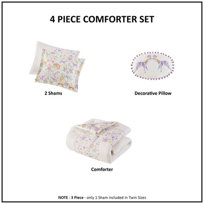 Set copripiumino reversibile in cotone con motivo floreale Thea Kids di Intelligent Design con cuscino
