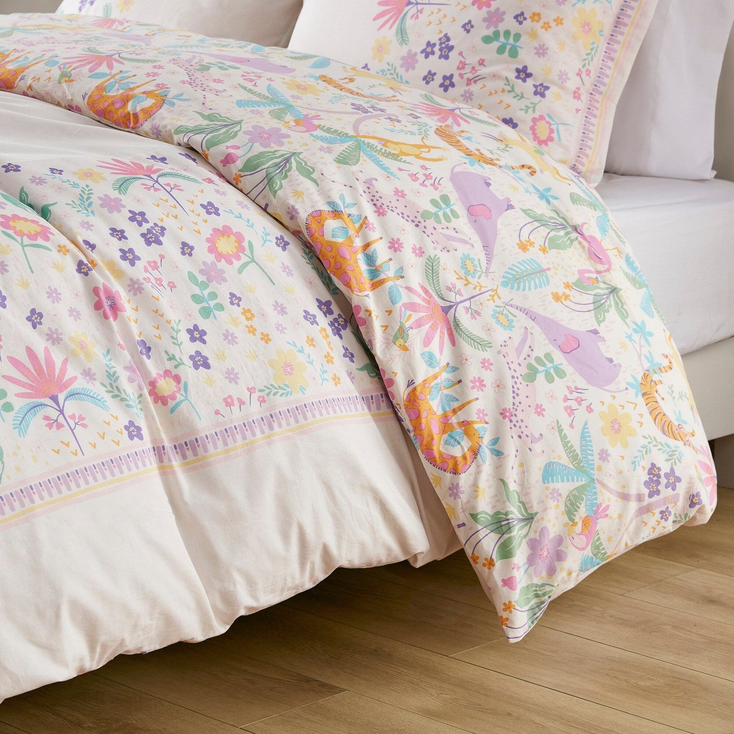 Set copripiumino reversibile in cotone con motivo floreale Thea Kids di Intelligent Design con cuscino