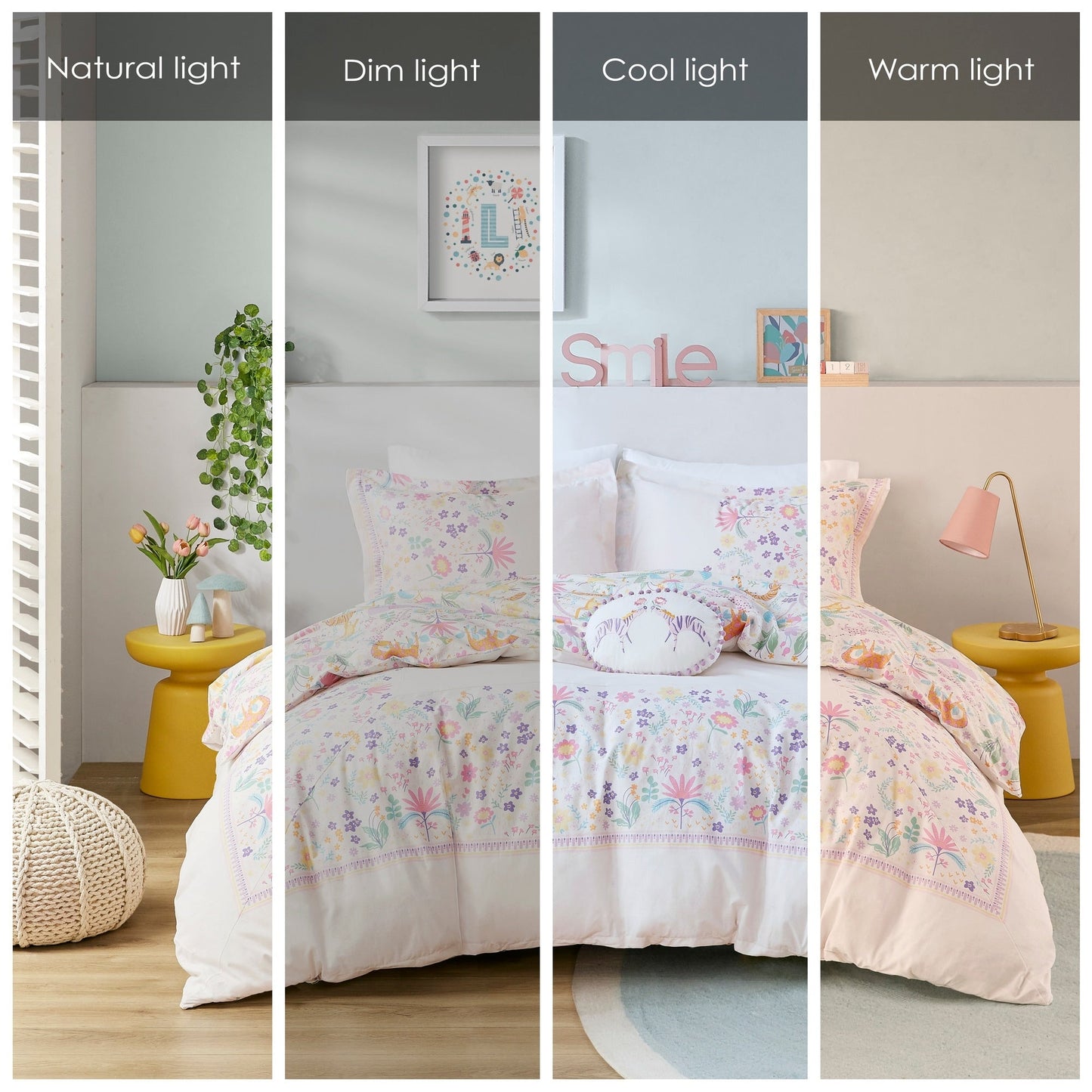 Set copripiumino reversibile in cotone con motivo floreale Thea Kids di Intelligent Design con cuscino