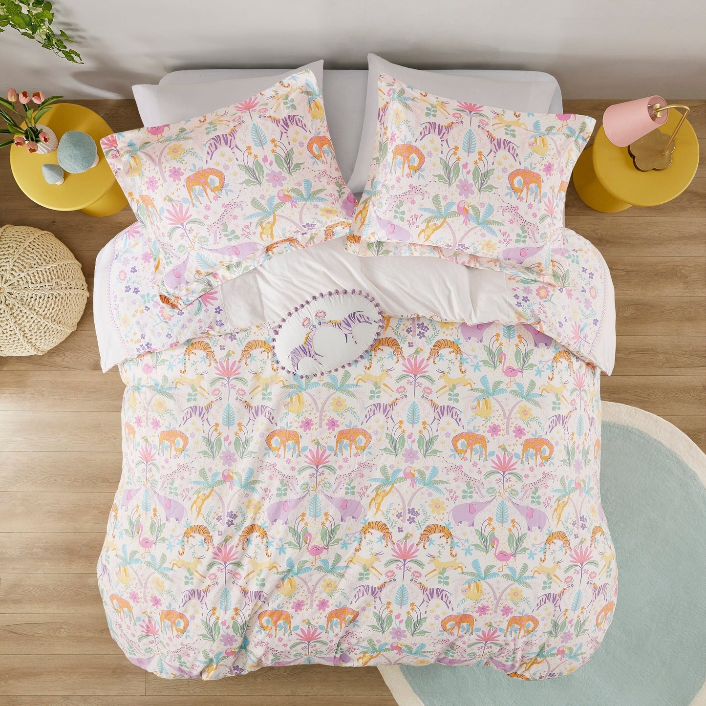 Set copripiumino reversibile in cotone con motivo floreale Thea Kids di Intelligent Design con cuscino