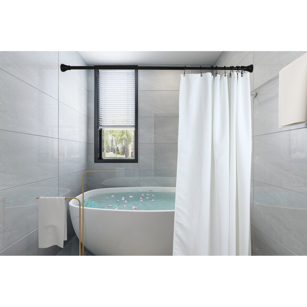 Ganci per tenda da doccia a doppio rullo Utopia Alley Deco Flat, nero opaco - nero opaco