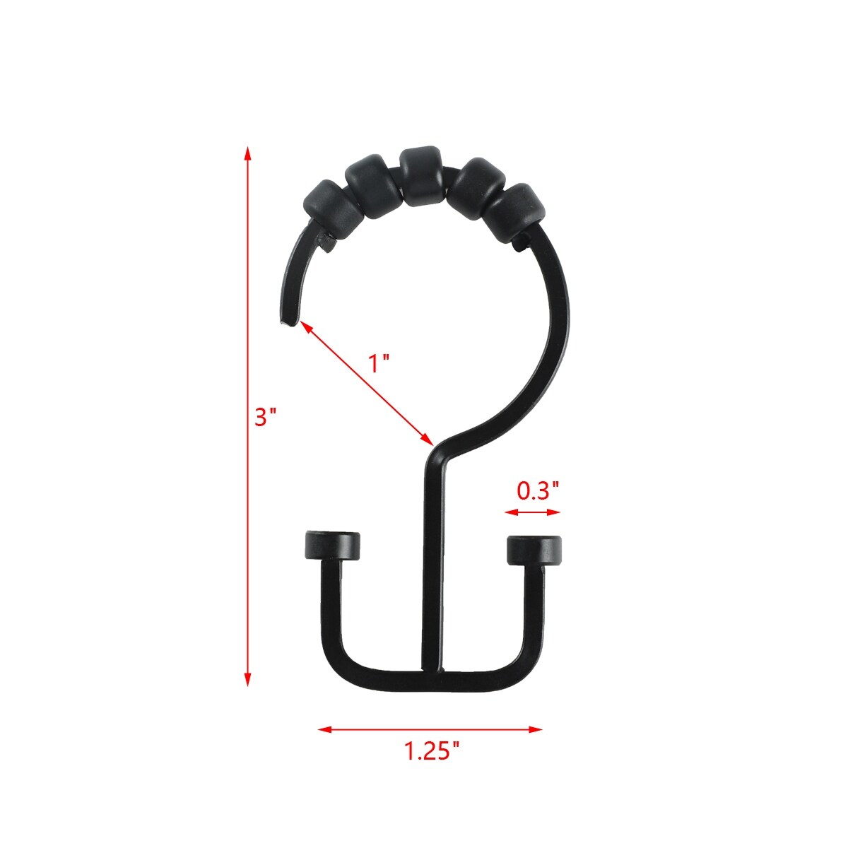 Ganci per tenda da doccia a doppio rullo Utopia Alley Deco Flat, nero opaco - nero opaco