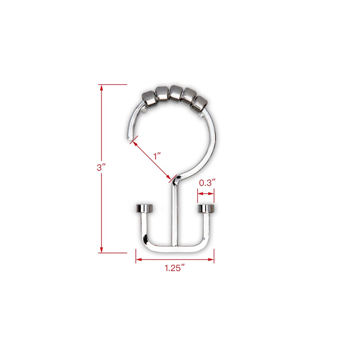 Ganci per tenda da doccia a doppio rullo Utopia Alley Deco Flat, cromati - Cromo lucido