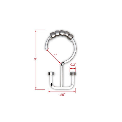 Ganci per tenda da doccia a doppio rullo Utopia Alley Deco Flat, cromati - Cromo lucido